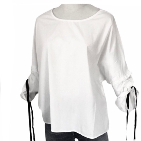 MAX JEANS COTTON TOP WITH CINCH PULL SLEEVES EUC M - Picture 3 of 3